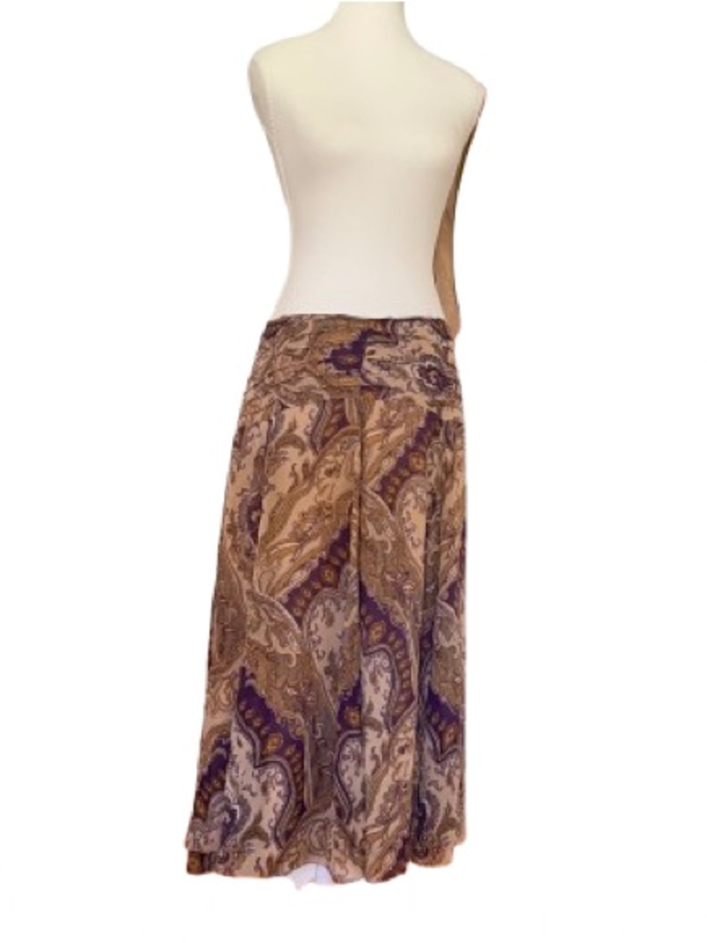 %100 silk Vintage Y2K Paisley Low-Rise Skirt